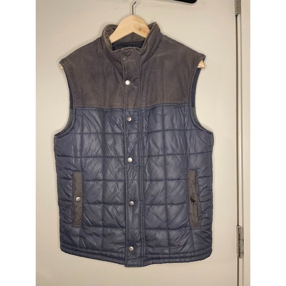 Marine Layer Knowlton Quilted Corduroy Vest Blue Small - Picture 1 of 3